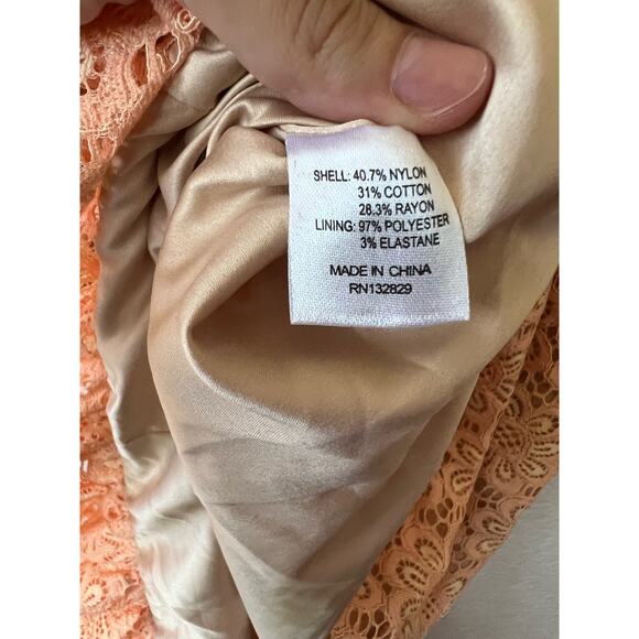 Majorelle Revolve Ellington Peach Lace Tie Strap Coquette Midi Dress Size M - Picture 12 of 12